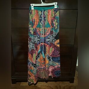 Angie Teal and Multicolor Patterned Long Skirt